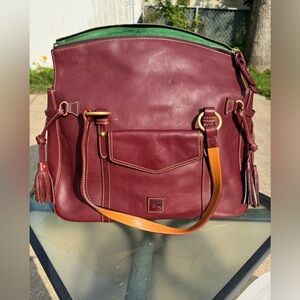 Dooney and Bourke Florentine Smith Large Tote Bag  H 9.5" XW 6.5" xL 16 Bordeaux